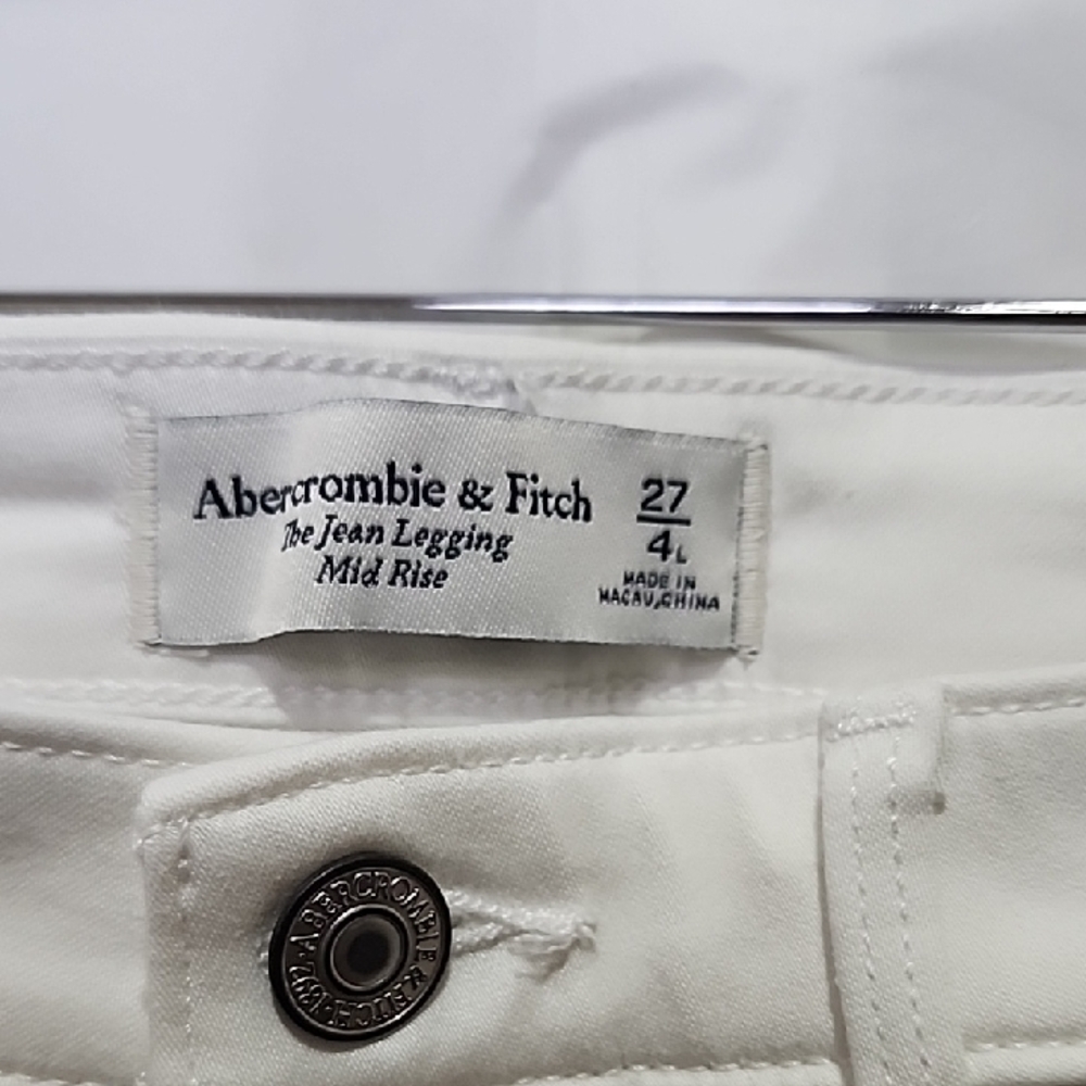 Abercrombie & Fitch White Mid-Rise Jean Leggings - Picture 3 of 5